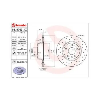 Brzdový kotouč BREMBO 08.9769.1X Brzdový kotouč Doprava Zdarma! XTRA Výkon XTRA Spolehlivost atraktivní design Nová řada brzdových kotoučů Brembo Xtra se speciálním vrtáním které spojuje atraktivní design s vysokým brzdným účinkem za všech