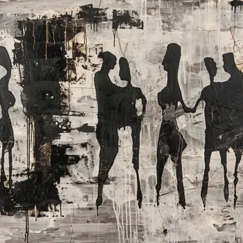 Plakát Plakát Šedí lidé bez rámu 50 x 50 cm