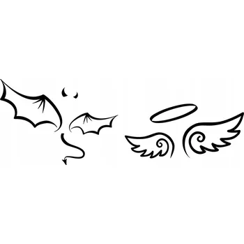 Samolepicí dekorace na vozidlo SAMOLEPKA na auto ANDĚLSKÁ KŘÍDLA ĎÁBEL 11x30cm