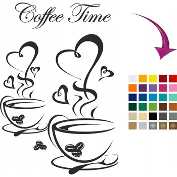 Obraz Ozdobný nápis na zeď do kuchyně Samolepka Srdce Citát Čas na kávu 50x100