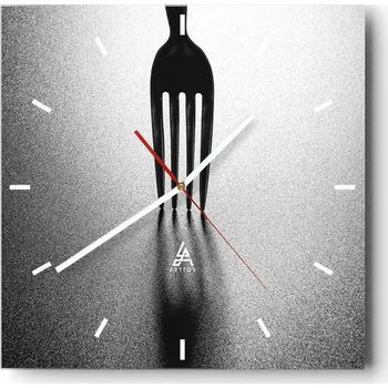 Hodiny Velké nástěnné hodiny 40x40 Příbor Vidlička Skleněné hodiny Čtvercové Tiché