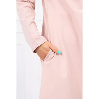 Dámský dlouhý růžový kapucový kabát K-Fashion, UNI i519_17437-U