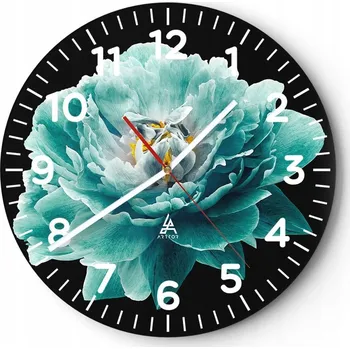 Hodiny Nástěnné hodiny do obýváku 40x40 Květ Kulatý Skleněné hodiny Loft Tiché