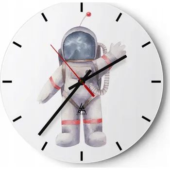 Hodiny Nástěnné hodiny do kuchyně 30x30 Astronaut | Skleněné hodiny do obýváku | Tiché