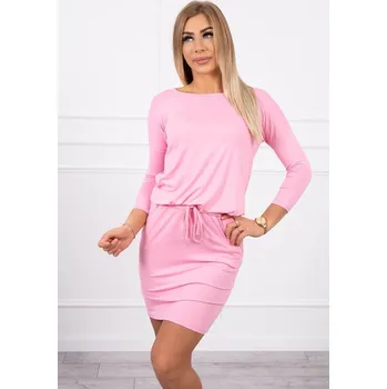 Dámské šaty Dámské růžové viskózové šaty s páskem od K-Fashion, UNI i519_19884-U