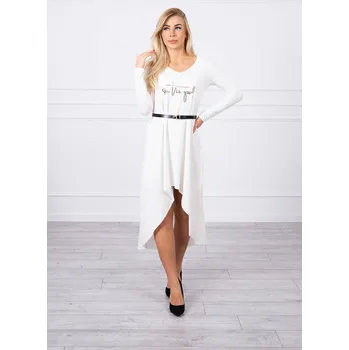 Dámské šaty Dámské šaty s páskem a nápisem ecru od K-Fashion, UNI i519_18740-U