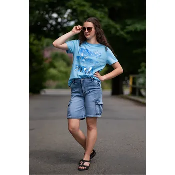 Dámské džíny Kraťasy džínové Cargo Ormi 306 Itálie barva: modrá džínová, velikost: L