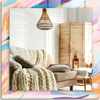 Zrcadlo S potiskem Zrcadlo čtvercové 60x60 cm abstraktní barevné tahy