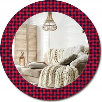 Zrcadlo Stylové kulaté zrcadlo na zeď s potiskem na skle Červená kostka průměr 60 cm