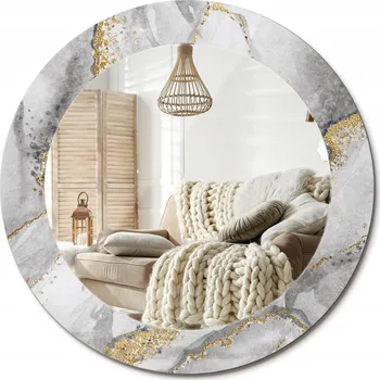 Zrcadlo Stylové kulaté zrcadlo na zeď s potiskem na skle Mramorový vzor průměr 60cm