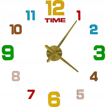 Hodiny Nalepovací nástěnné hodiny 12 číslic 80-90 cm žluté ručičky barevné