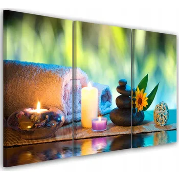 Obraz Feeby Třídílný obraz na plátně Zen Spa Kameny svíčka 60x40 cm