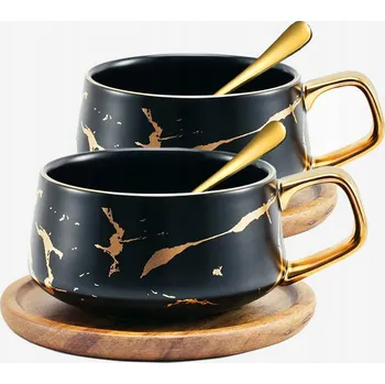 Hrnek TELANKS Černo-zlatý porcelán 300 ml