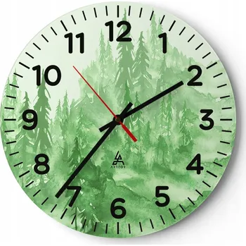 Hodiny Kuchyňské nástěnné hodiny 30x30 Les Moderní skleněné hodiny do obýváku Tiché