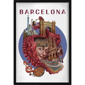 Obraz Obraz na zeď rám Barcelona Sagrada Familia Arc de Triomf Paella 40x60 cm