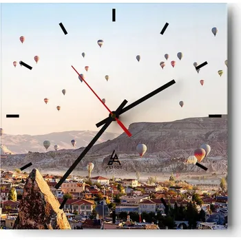 Hodiny Velké nástěnné hodiny na zeď 40x40 Město Skleněné hodiny Čtvercové Tiché