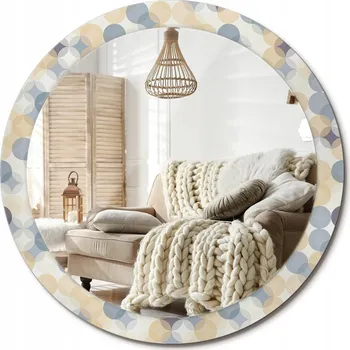 Zrcadlo Zrcadlo s ozdobným skleněným okrajem Geometrická kolečka o průměru 90 cm