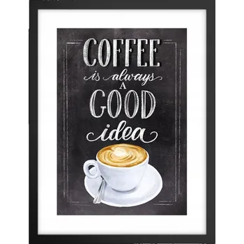 Obraz Plakát v černém rámu ARTTOR 30x40 cm Nápis Káva Kavárna