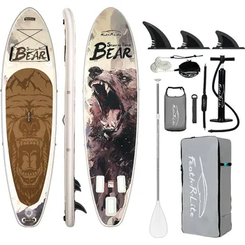 Paddleboard BESTWAY KUBIsport 05-PB350-H Paddleboard 350x90x15 cm s příslušenstvím bílohnědý + Sportovní taška v hodnotě 490,-