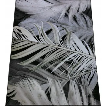 Koberec KOBEREC 120x160 PROTISKLUZOVÝ LISTY BÉŽOVÁ ČERNÁ DO OBÝVÁKU LOŽNICE