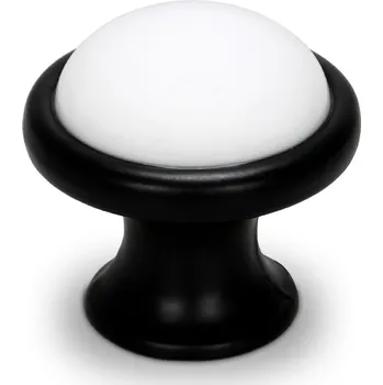 Nábytkové kování RETRO NÁBYTEK KNOFLÍK S PORCELÁNEM, KNOFLÍK NA SKŘÍŇKU, ČERNÁ ÚCHYTKA NA NÁBYTEK
