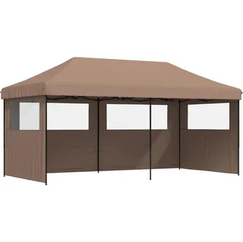 Zahradní stan OMAXI Skládací party stan pop-up se 3 bočními stěnami hnědý 491519