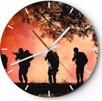 Hodiny Velké nástěnné hodiny 40x40 Voják Skleněné hodiny Kulatý Tiché