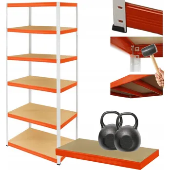 Dílenský regál Kovový regál do skladu HELIOS 213x90x40 cm, 6 polic, nosnost 275 kg na polici, kombinovatelný