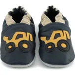 CAROZOO Kožené capáčky s koženou podrážkou traktor 0-6 měsíců Černá 18,5