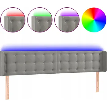 Čelo postele LED sametové světle šedé 203x16x78/88 cm