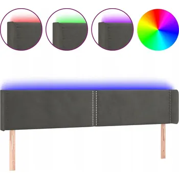 Čelo postele LED sametové tmavě šedé 203x16x78/88 cm