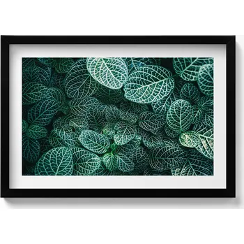 Obraz Ozdobný nástěnný obraz v rámu s grafikou loft Zelené divoké listy 60x40 cm