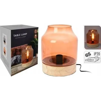 Lampička Dřevěná stolní lampa se sklem noční lampa