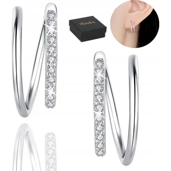 Náušnice Stříbrné náušnice Bsrebra 925 se zirkony, kruhy, hypoalergenní