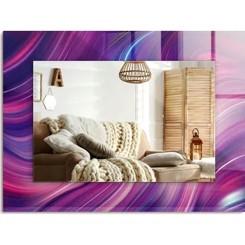 Zrcadlo Dekorativní nástěnné zrcadlo s potiskem Abstraktní barevné vlny 80x60 cm