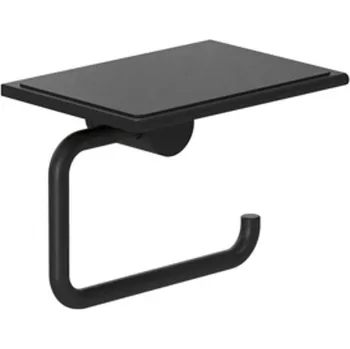 Kludi VELA R Držák toaletního papíru bez krytu, s poličkou, černá matná, 5897139