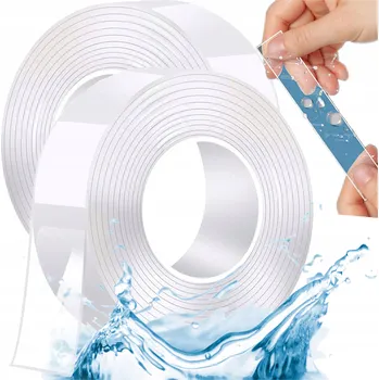 Lepicí páska SILNÁ OBOUSTRANNÁ VODĚODOLNÁ NANO PÁSKA Opakovaně použitelná 5 METRŮ LEPICÍ 2ks