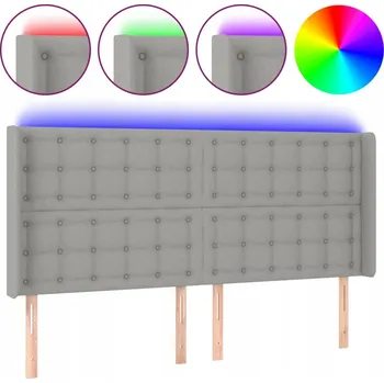 LED čelo postele světle šedé 203x16x128 cm