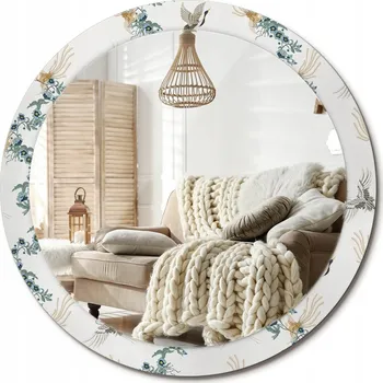 Zrcadlo Zrcadlo premium s ozdobným skleněným rámem s potiskem Čínští ptáci průměr 90 cm