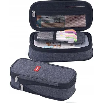 Penál Školní Penál Pouzdro Jednokomorové Rozšiřitelné Organizér Šedý