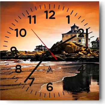 Hodiny Nástěnné hodiny do obýváku 40x40 Krajina Bezhluczne Skleněné hodiny Tiché