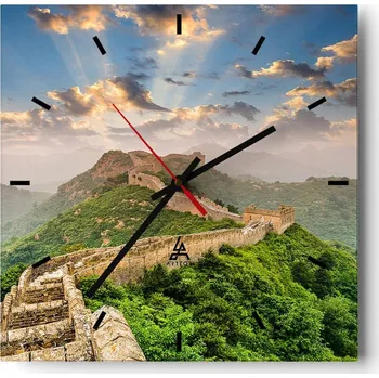 Hodiny Velké nástěnné hodiny 40x40 Krajina Skleněné hodiny Tiché