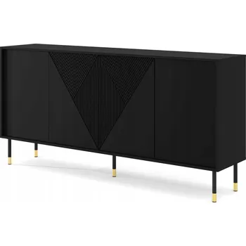 Komoda Moderní komoda do obývacího pokoje WOODY 180 x 40 x 88 cm černá matná zlaté nohy