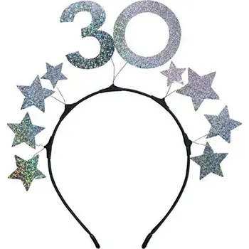 Party dekorace PartyDeco Čelenka s hvězdičkami stříbrná 30