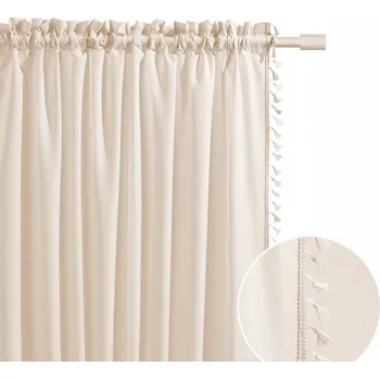 Obraz Hotový Závěs do obýváku na pásce s žabkami a tunelem Lara 140x260 krémová světlá