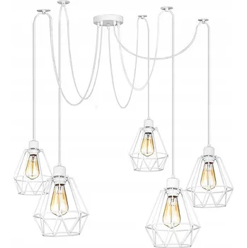 Závěsné svítidlo pavouk lustr bílý 5 stínidel premium