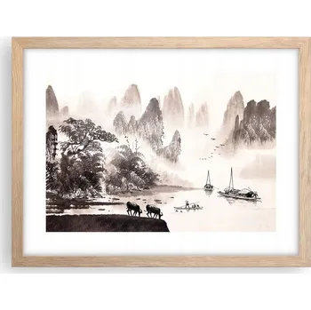 Obraz Obraz plakát v rámu světlý dub do obýváku 40x30 krajina foto na zeď