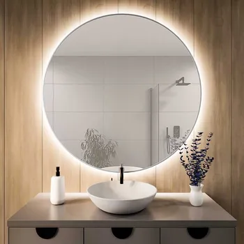 Zrcadlo Zrcadlo Kulaté Stříbrné Led 90 cm, Barva světla studená, Senzor