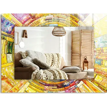 Zrcadlo Stylové obdélníkové nástěnné Zrcadlo 80x60 cm Barevná abstraktní mozaika