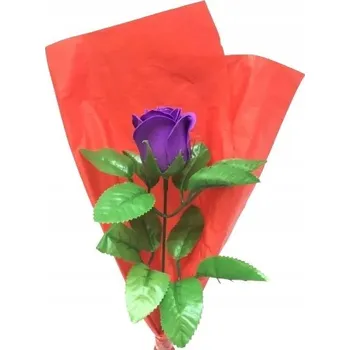 umělá květina Fialová mýdlová růže jako dárek, pozornost, poděkování, k narozeninám, pro ženu, v krabičce